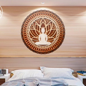 BUDDHA Mandala Laser Cut Files Layered Svg Templates and Wall Laser Cut, Glowforge Files Svg & Cnc Files for Wood Router, layered svg