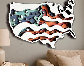 USA Flag 4th of July Svg File for Laser Cutting Usa Svg, Patriotic Svg & American Flag Svg, Laser Cut File Independence Day | #585