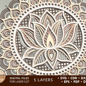 Download Multilayer Laser Cut Dxf Mandala Lotus Mandala Svg Files Etsy