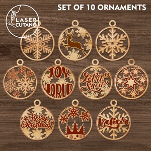 Laser Cut Files Christmas Ornaments Laser Engraved Files and Christmas Dxf Files, Christmas Cnc Files and Christmas Glowforge Svg