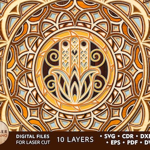 Svg Laser Cut Files MANDALA Layered Cut File and Wall Panel Decor Template, Dxf Mandala Cnc and multilayer laser file svg for cricut | #349