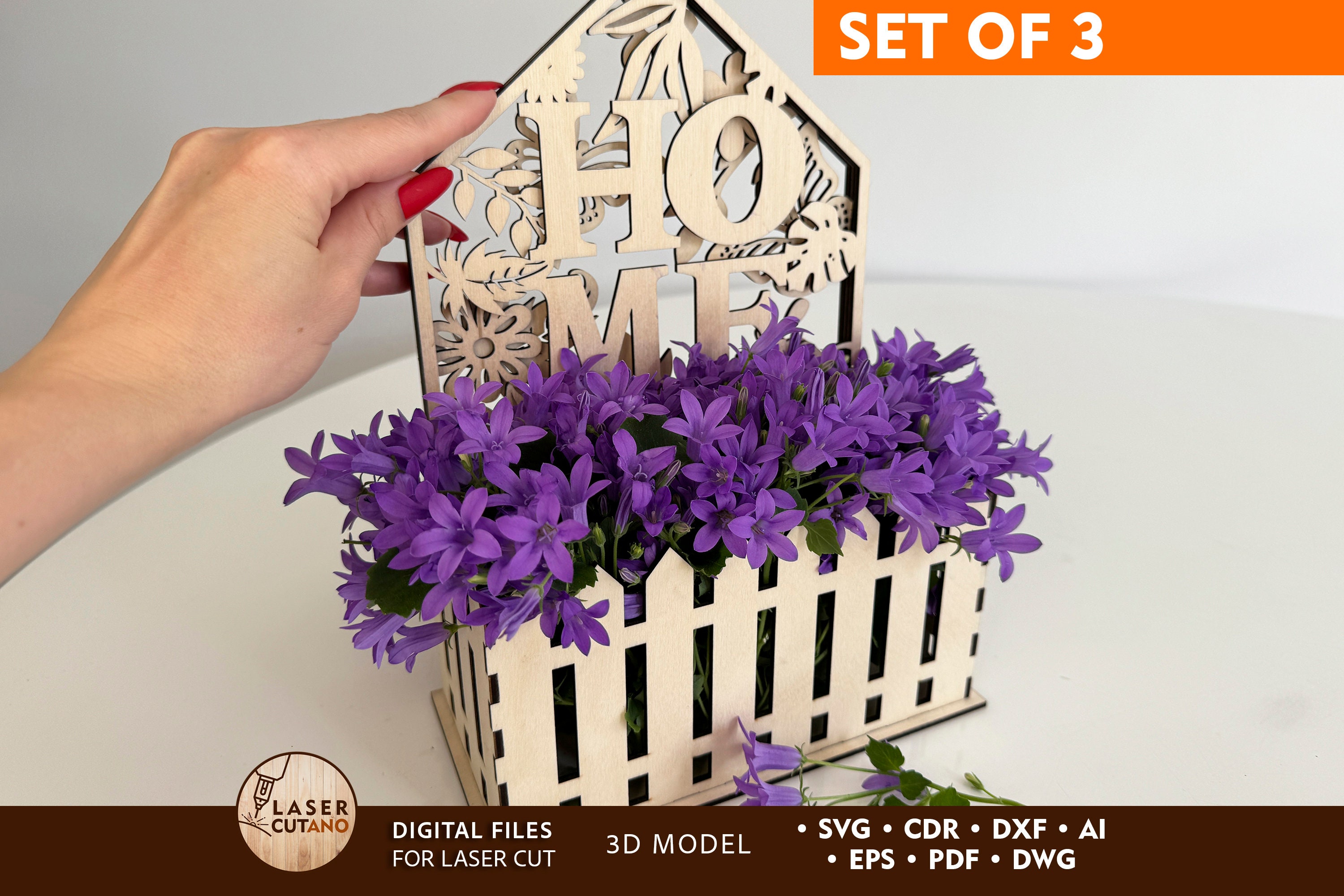Flower Box Laser Cut Flower Basket Svg and Laser Cut Box File and Laser ...