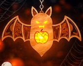 Bat Lamp HALLOWEEN Laser Cut Files Lantern Glowforge Svg Cricut, Candle Holder Halloween Decor Light as Woodworking Plans for Craft | #695