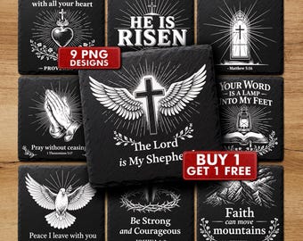 Christian Bible Quotes PNG, Religious Slate Engraving File for Laser Etching | #2074