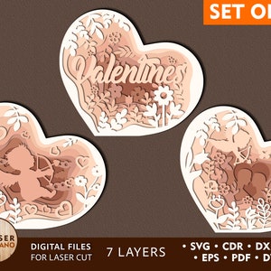 Svg Valentines Day Heart Laser Cut File and valentine svg laser, dxf valentine&#39;s day & laser cut files for xtool, cnc valentine gifts | #403
