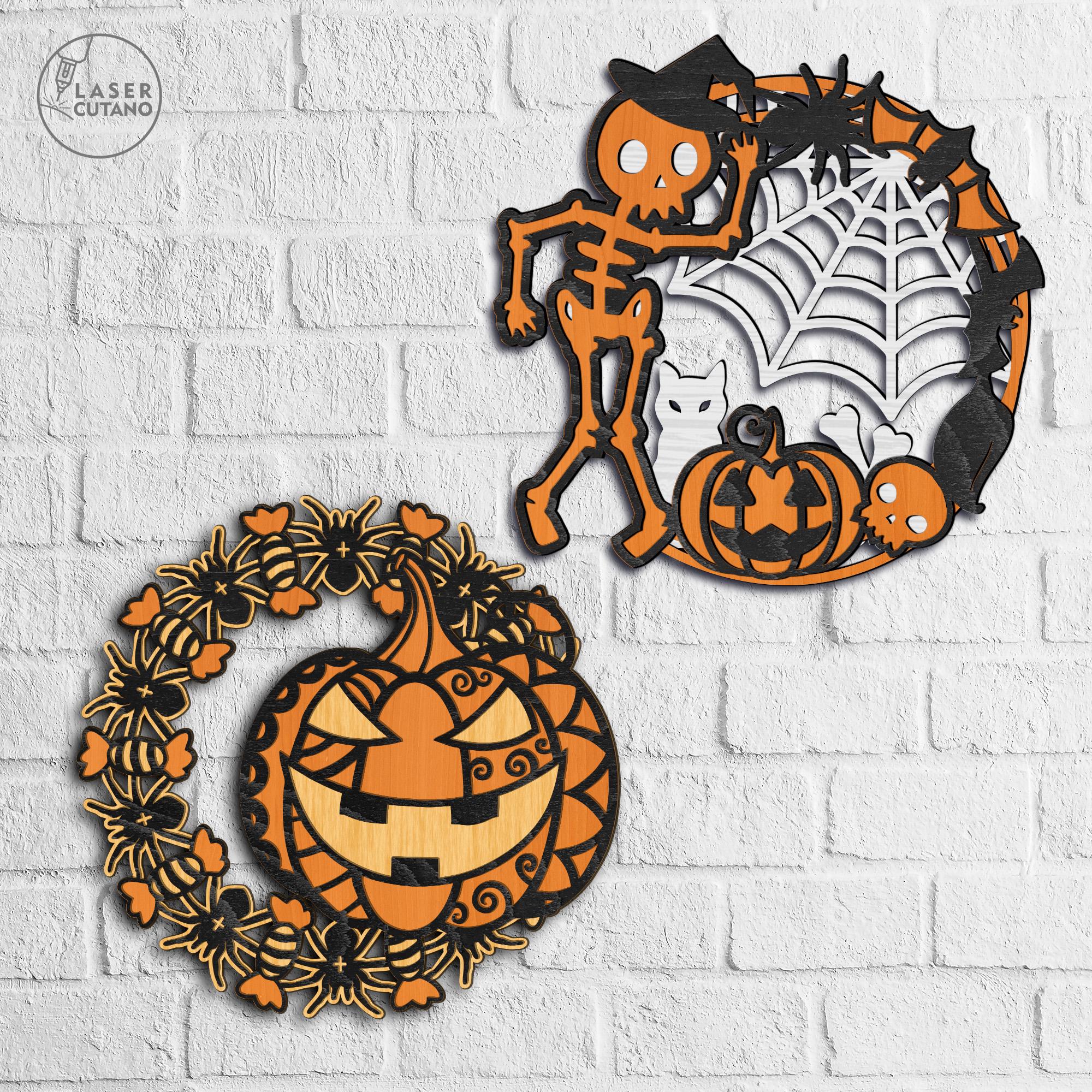 3D Svg Layered Halloween Door Hanger Laser Cut File and Halloween Laser ...