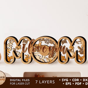 MOM Laser Cut File Mother’s Day Svg Laser Cutting Template, Mother’s