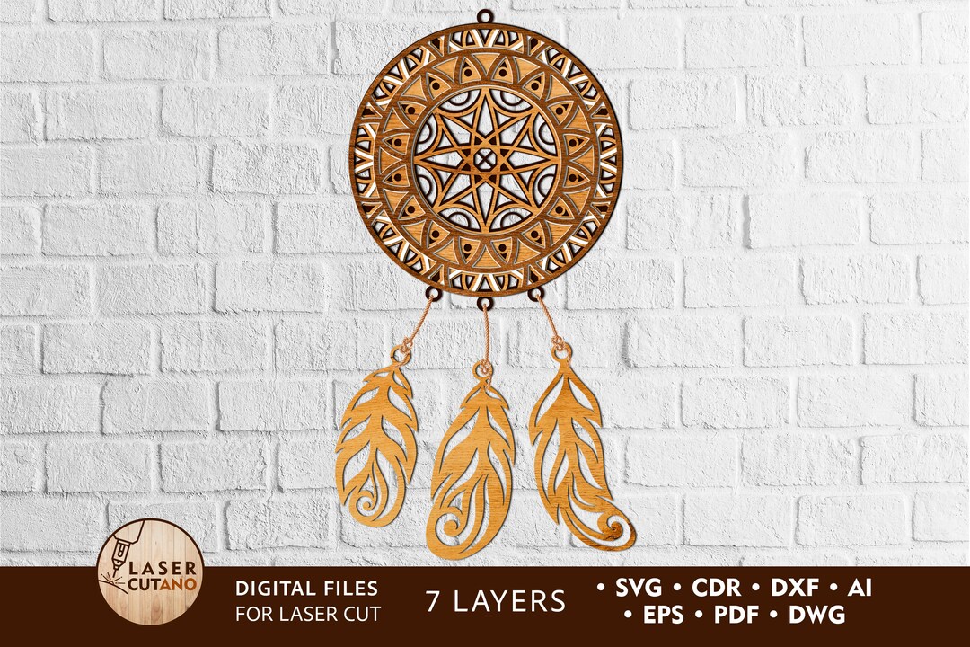 Layered Mandala Svg DREAM CATCHER Laser Cut Files for Etsy
