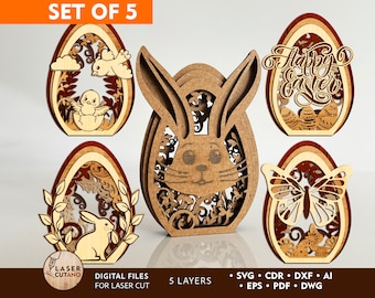 Laser Cut Easter Svg Egg Easter Glowforge File and Egg Easter Dxf, Easter Laser Engraved | #552