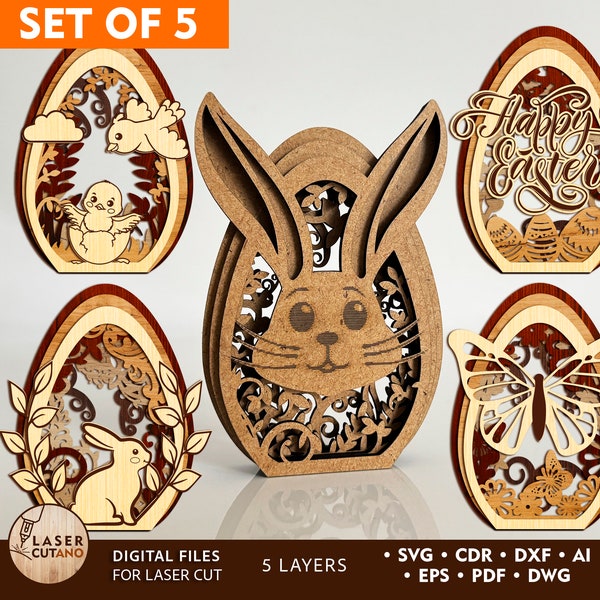 Laser Cut Easter Svg Egg Easter Glowforge File and Egg Easter Dxf, Easter Laser Engraved | #552