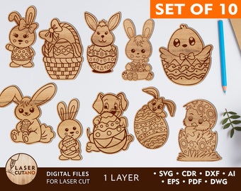 PASEN DIY Paint Kit SVG lasergesneden bestanden, Pasen schilderij ideeën, Pasen SVG voor Glowforge, lasergesneden kits en Pasen laserscore bestand | #282