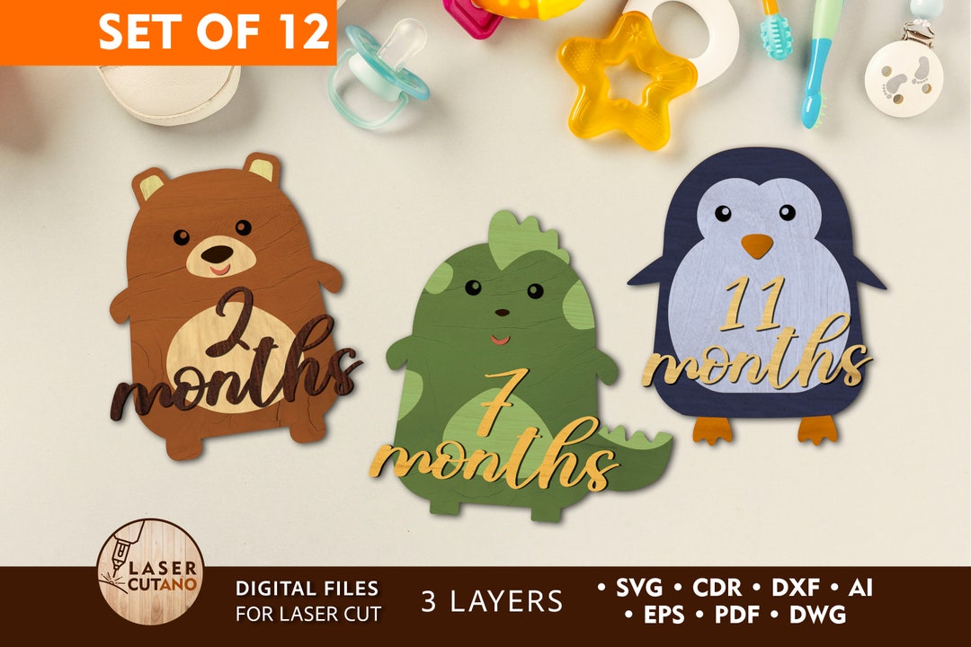 Milestone Svg Girl Boy Laser Cut File Glowforge Baby Gift and Baby ...