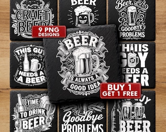 Beer Coasters PNG Laser Engraving Files for Slate and Wood | #2067