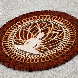 BUDDHA Mandala Laser Cut Files Layered Svg Templates and Wall Laser Cut, Glowforge Files Svg & Cnc Files for Wood Router, layered svg