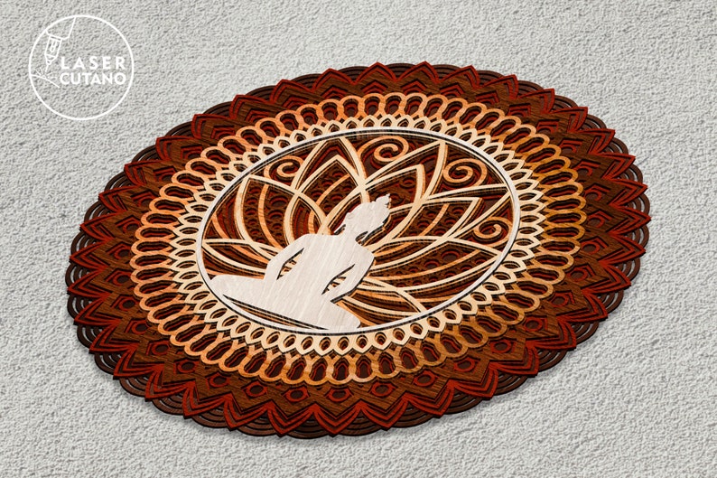 BUDDHA Mandala Laser Cut Files Layered Svg Templates and Wall Laser Cut, Glowforge Files Svg & Cnc Files for Wood Router, layered svg
