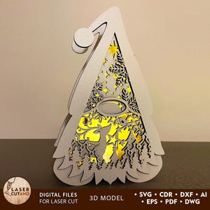 Wichtel Weihnachten Kerzenhalter Laser File, Weihnachtslicht Halter Laser schneiden, Laser Cut File Weihnachtslaterne, Teelicht Glowforge | #643