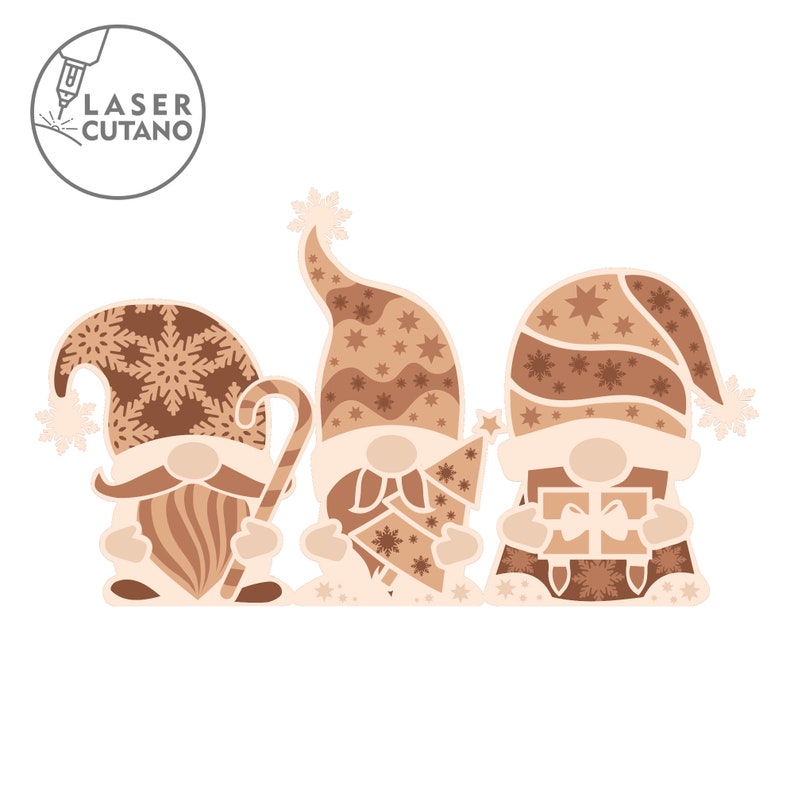 CHRISTMAS GNOMES Laser Cut Files Ornaments Dxf Files and Christmas Laser Design, Gnome Files for Xtool, laser cuttable files