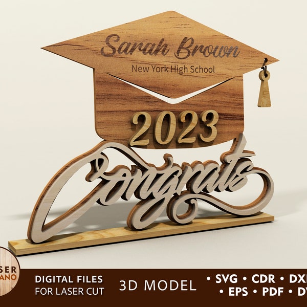 Graduation Laser Cut File Svg Dxf School Glowforge and School Laser File for Xtool, Congratulations at School, University or College #417
