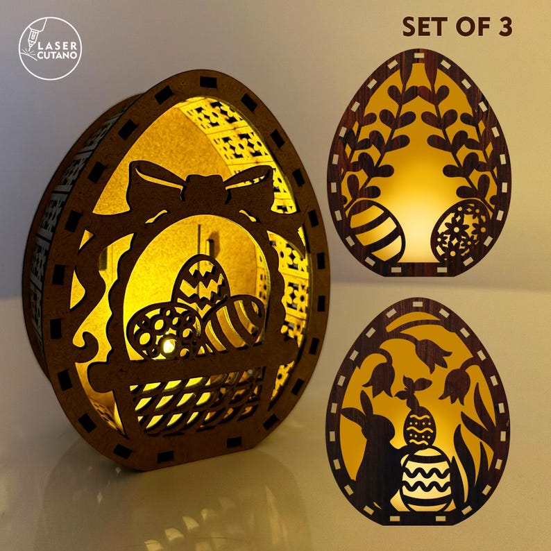 Laser Svg Easter Egg Laser Files Glowforge, 3D Laser Easter Dxf, Easter Egg Svg, SVG Layered Decor Ostern Laser Cutting Template