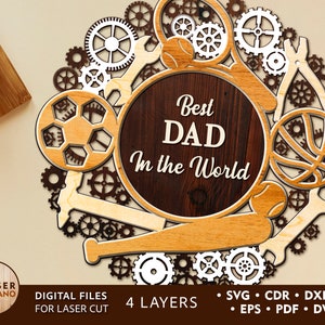 DAD Svg Fathers Day Laser Cut File Dxf Father Cnc Pattern and father&#39;s day laser cut ideas, Digital Design Files Laser Ready Cut File | #350