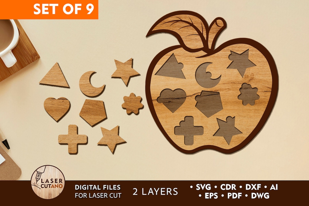Laser Cut Puzzle Files Shape Sorting Puzzle Svg Files and Sorter Toy ...
