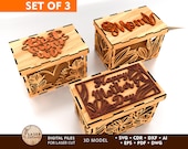 Mother's Day Craft Laser File Box Bundle, Gift for Mom Laser Cut Files, Box Laser Pattern and Mum Laser Cutting Cnc Digital Download | #666