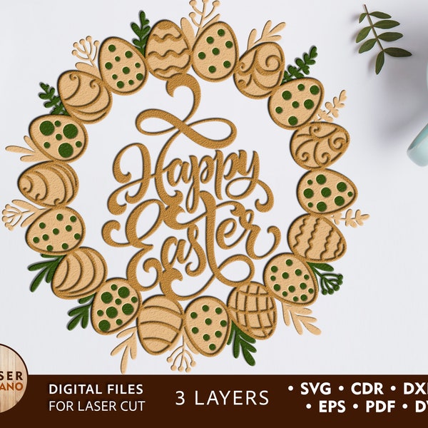 WREATH EASTER Laser Cut File Svg Easter Laser Cutting, laser easter ideas, laser cut out file & laser cutting file, vector laser cut | #295