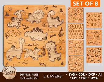 PUZZLE Laser Cut File Svg Dxf Kids laser svg design & DIY Craft Kits, Laser Cut Baby Template, Alphabet Puzzle, Childrens puzzle file | #270