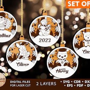 CHRISTMAS ORNAMENTS SVG-Dateien Laser Cut Neujahr Dxf-Datei und Laser geschnitten Holz, lornaments benutzerdefinierte LaserCutano Instant Download Files | #384