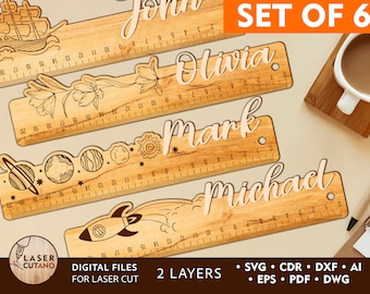 Laser Cut Wooden RULER cm Svg File School laser cut file and school teacher file, Glowforge SVG File laser engraved, laser cut name | #333