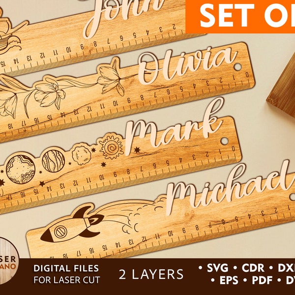 Laser Cut Wooden RULER cm Svg File School laser cut file and school teacher file, Glowforge SVG File laser engraved, laser cut name | #333