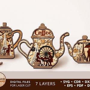 Kök laserskuren fil Svg laserskuren bordsdekor och Dxf-filer för CNC, Lightburn-fil och tekanna-laserfil eller Cricut och Silhouette | #412