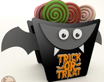 Halloween Candy Bag svg und Halloween Candy Box Laser Cut File, Halloween Dxf Glowforge oder Lightburn Files, Laser svg Box Template | #613