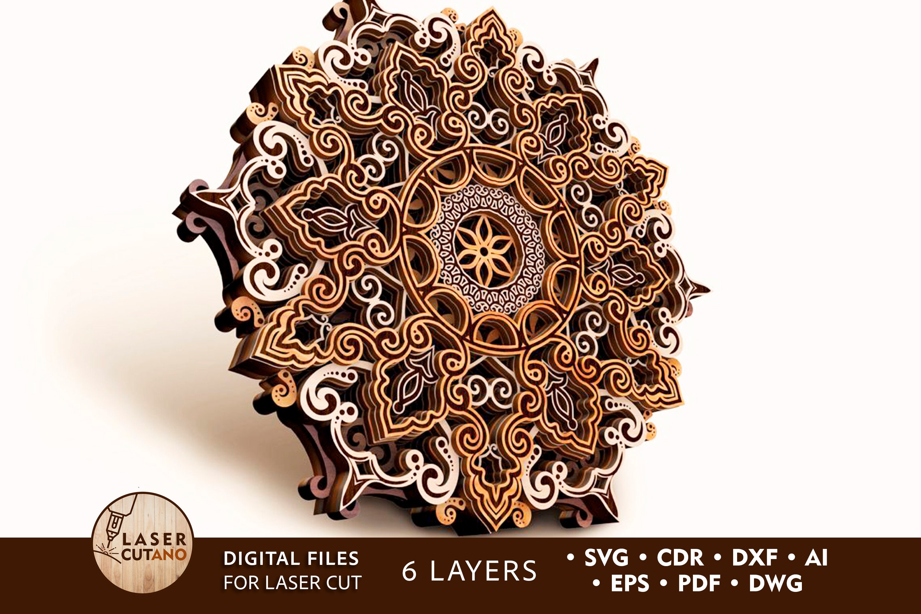 Laser Cut MANDALA Dxf File With Engraved and Wood Mandala Art Etsy UK