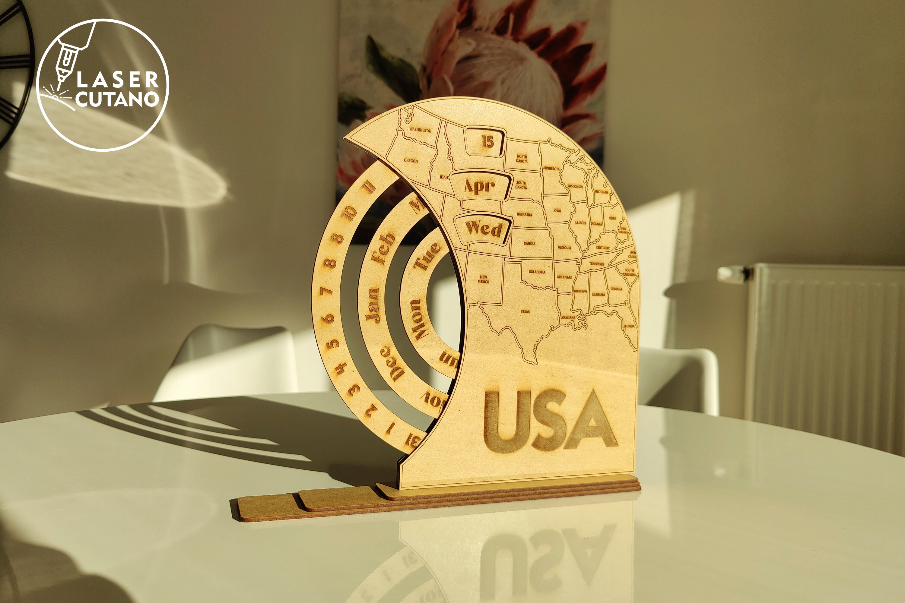 Laser Cut CALENDAR Perpetual File Vector Dxf and Calendar Template Cnc ...