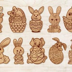 easter diy paint kit svg laser cut files, easter painting ideas, easter svg for glowforge, laser cut kits and easter laser score file