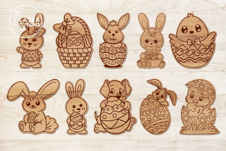 easter diy paint kit svg laser cut files, easter painting ideas, easter svg for glowforge, laser cut kits and easter laser score file