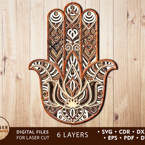 Laser Cut File HAMSA svg file for cricut and hamsa hand svg, 3d svg files anf mandala svg and multilayer svg faith laser cut | #153