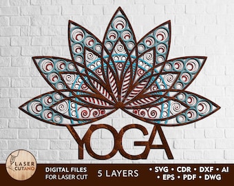 Laser Cut Sign YOGA LOGO laser cutting files and laser engraved laser svg and vector files for laser cnc file wood cut out | #121