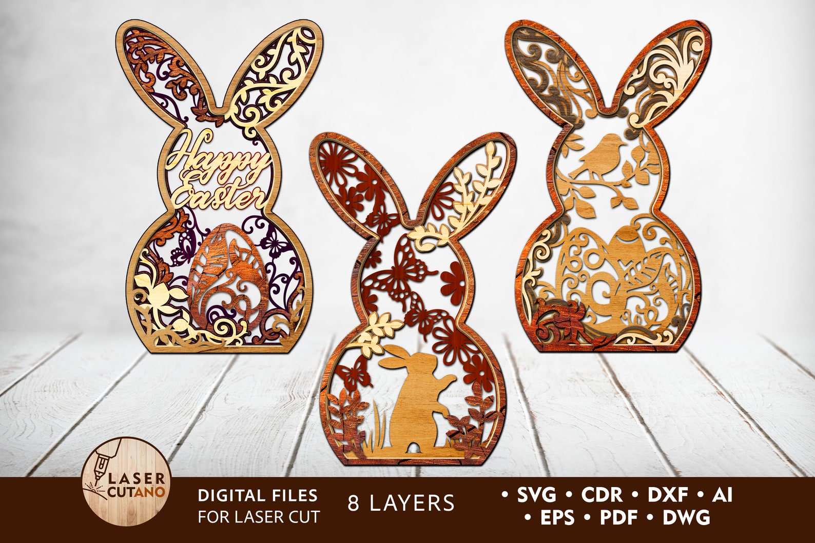 Easter Svg Files Bundle EASTER BUNNY BUNDLE Laser Cut Easter Files for ...
