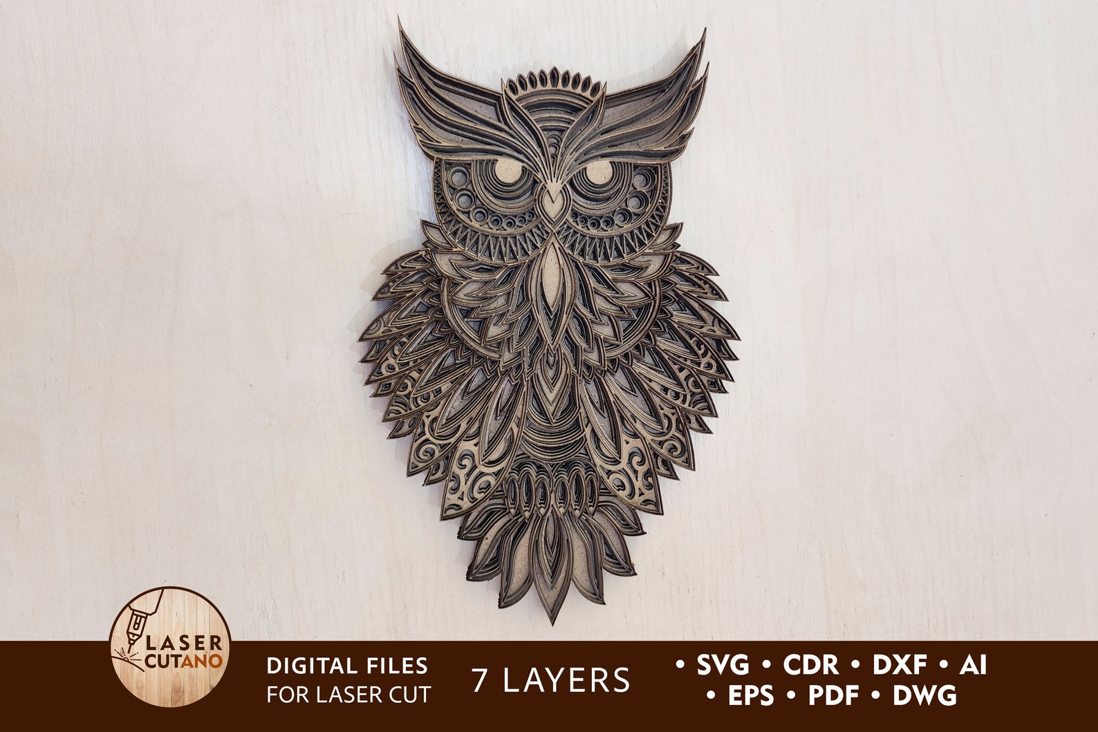 Laser Files OWL Multilayer Laser Cut Bird Vector Images Etsy