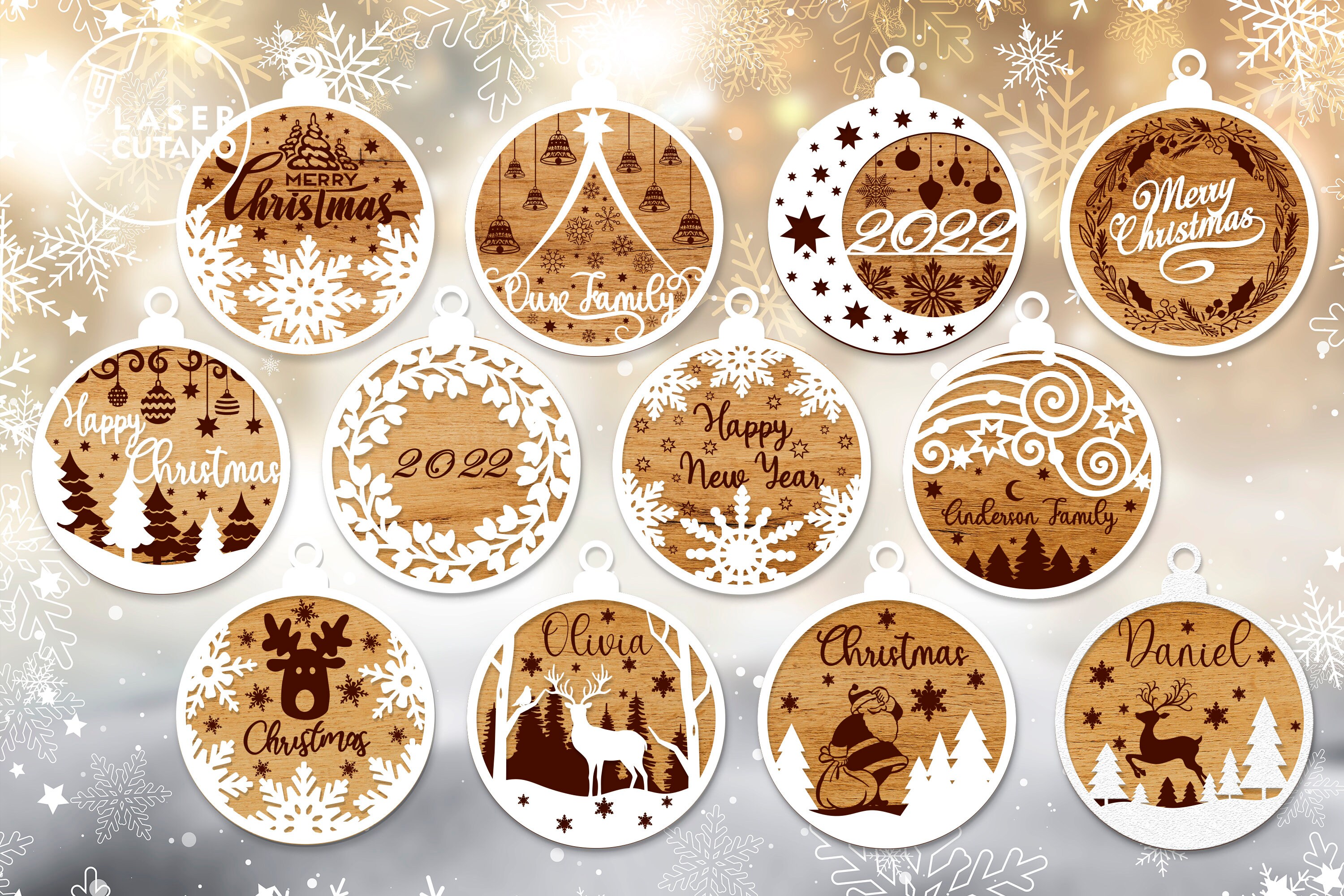 Engraved Wood Merry Christmas Ornament Laser Ornament Christmas