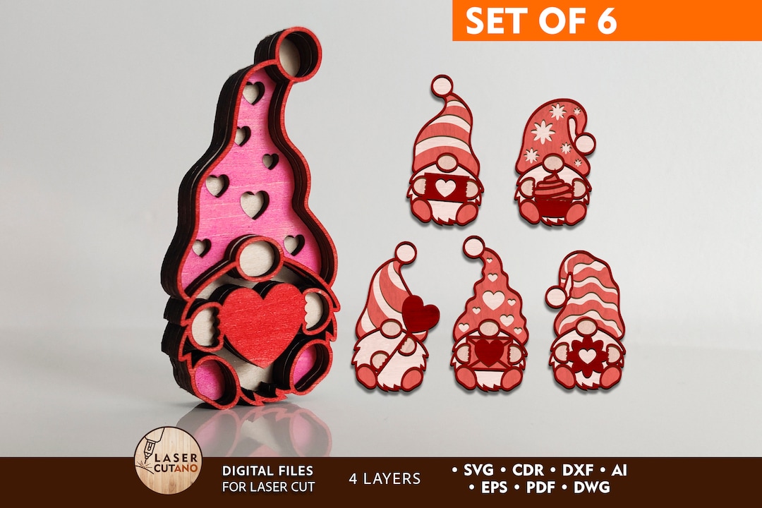 Valentines Day Laser Cut File Svg Gnomes and Laser Cut Valentine Gifts ...