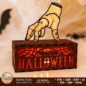 Hand Halloween Laser Cut Files Night Lamp Svg for Glowgorge, Halloween Laser Cutting Decoration Svg Candle Holder Night Lamp | #693