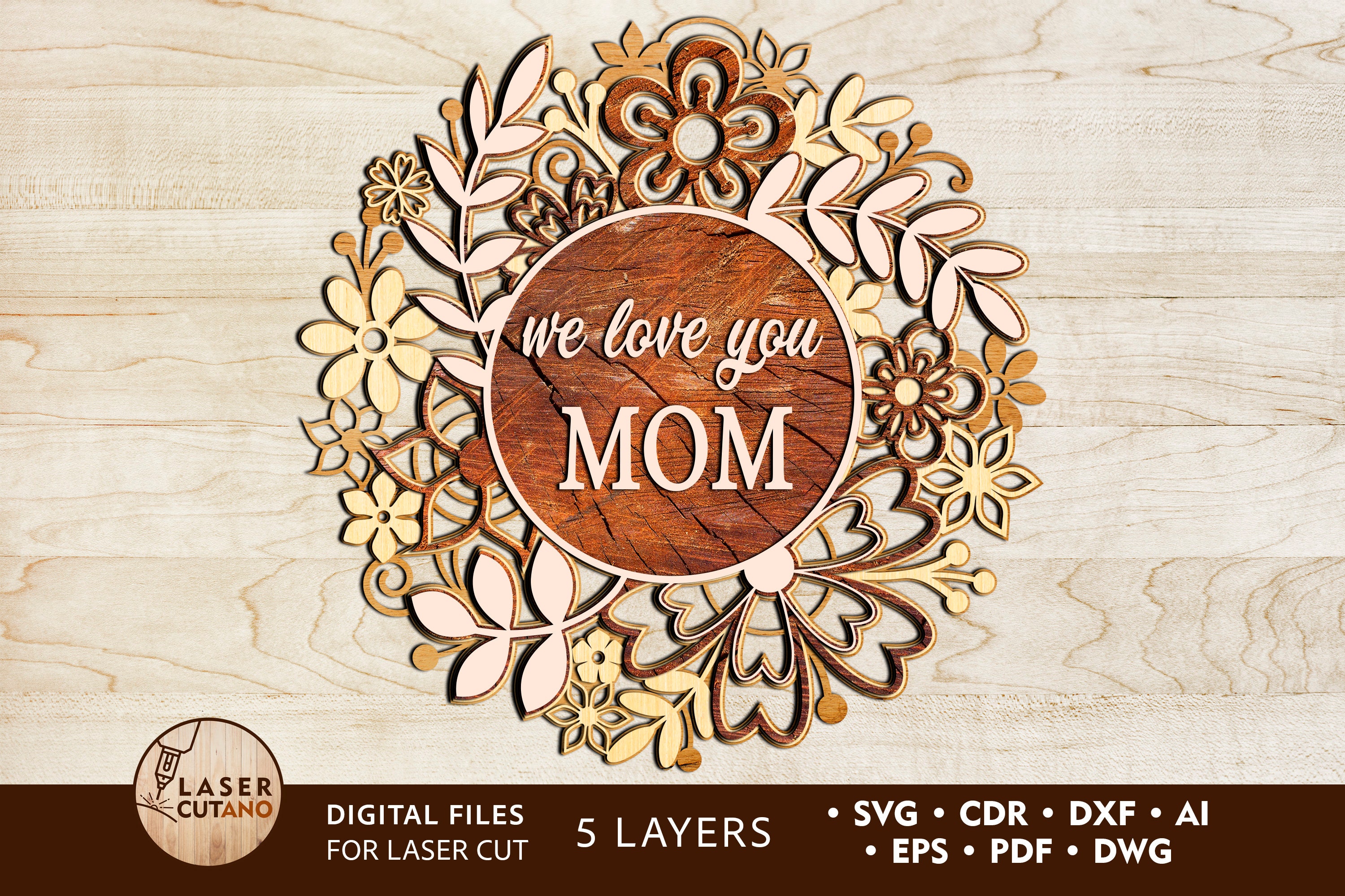 Mother's Day Gift Recipe Cutting Board Decoration Frame SVG