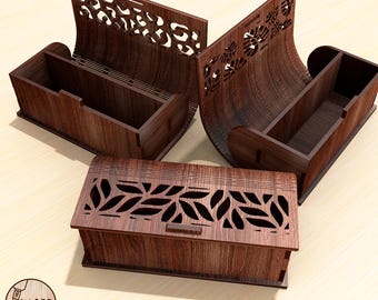 Wood Keepsake Box Laser Cut File SVG DXF | Gift Box Template for Glowforge xTool | Wooden Storage Box Pattern | #721