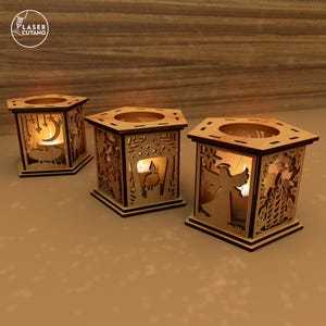 Christmas Tea Light Laser Files, Christmas Decor Svg Lantern Laser Cut, New Year Light Holder Glowforge, Laser Cutting Christmas Dxf