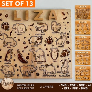 Custom Laser Cut PUZZLE File Svg with Names Dxf File, Puzzle Cnc File and Children Svg Files | #540