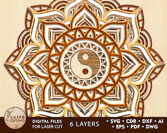 Multilayer Mandala Svg MANDALA cricut files and 3d mandala svg files for cricut and layered cricut downloads design projects | #137