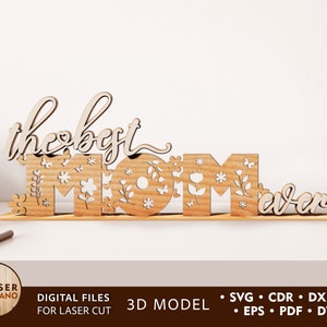 Laser Cut Mother Day Glowforge Laser Cut File MOM and Mother's Day Laser Ideas, Mum Dxf Files and CNC Router File, Laser Wooden Gift | #423